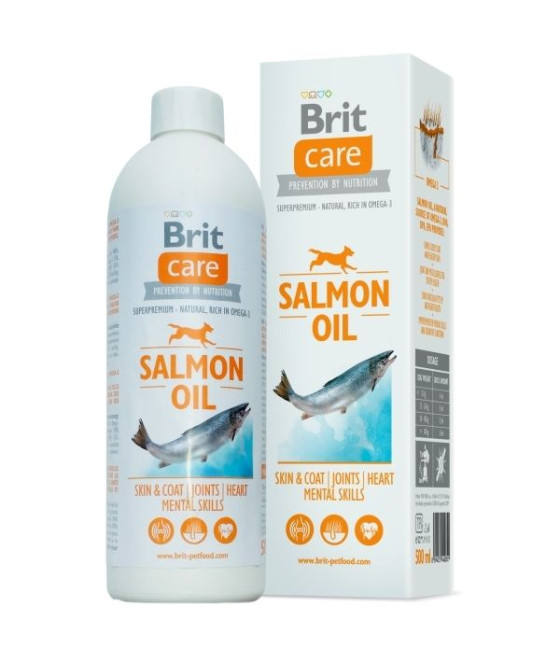 Brit Care Olej z Łososia 500 ml - Skóra i Sierść | Pies Kot | Omega-3