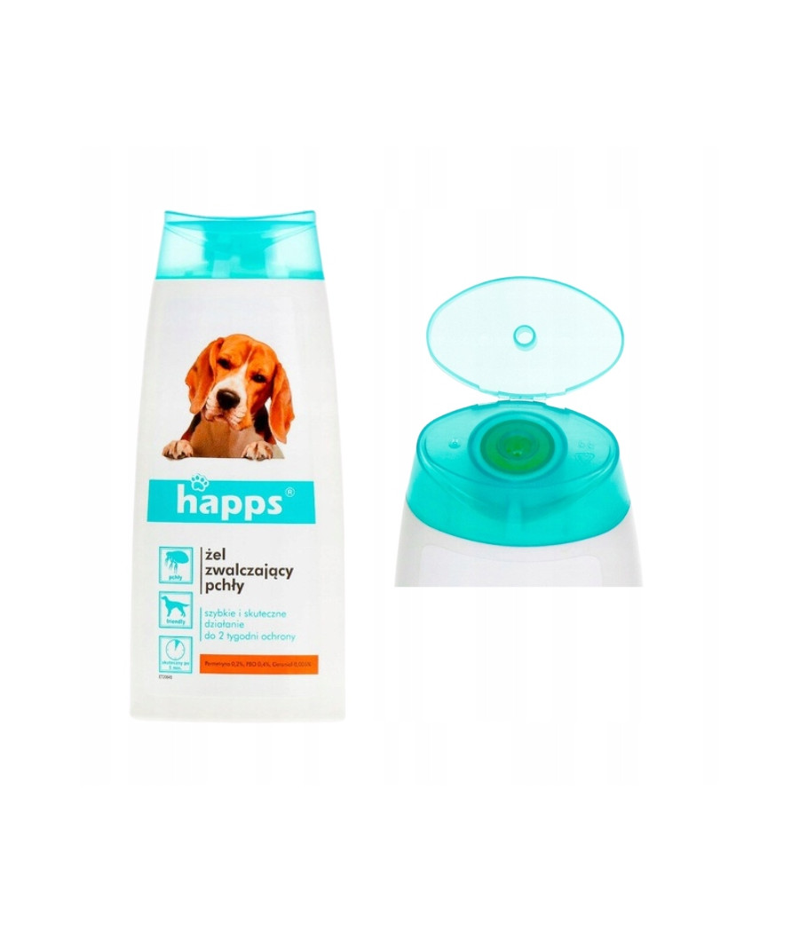 Krople na pasożyty Happs Żel zwalczający pchły 190 g 150 ml