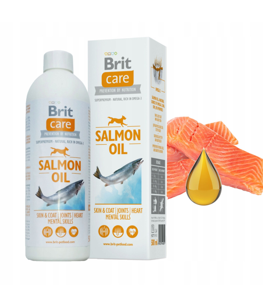Brit Care Olej z Łososia 500 ml - Skóra i Sierść | Pies Kot | Omega-3