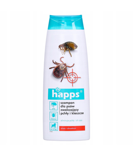 HAPPS Szampon dla psów zwalczający pchły i kleszcze 250 ml
