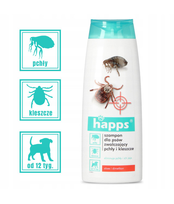 HAPPS Szampon dla psów zwalczający pchły i kleszcze 250 ml