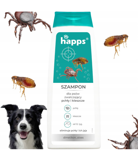 HAPPS Szampon dla psów zwalczający pchły i kleszcze 250 ml