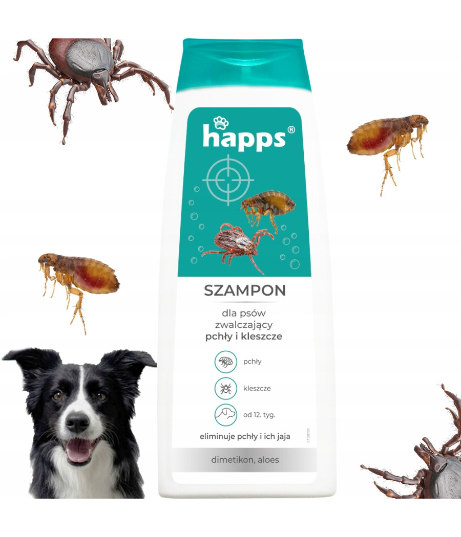HAPPS Szampon dla psów zwalczający pchły i kleszcze 250 ml