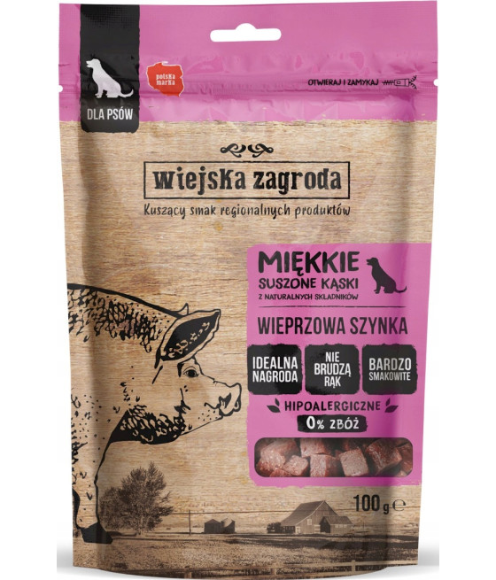 WIEJSKA ZAGRODA Mięsne suszone KĄSKI - WIEPRZOWA SZYNKA 100 g