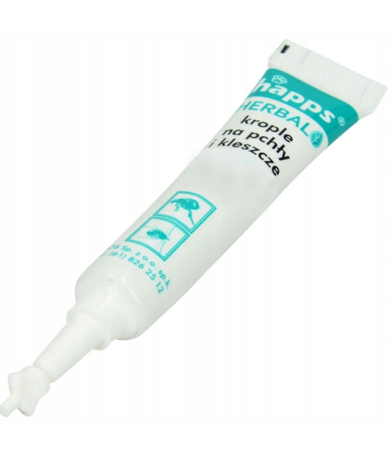 HAPPS Herbal krople na pchły i kleszcze dla psów małych 5-10 kg, 4 x 1 ml