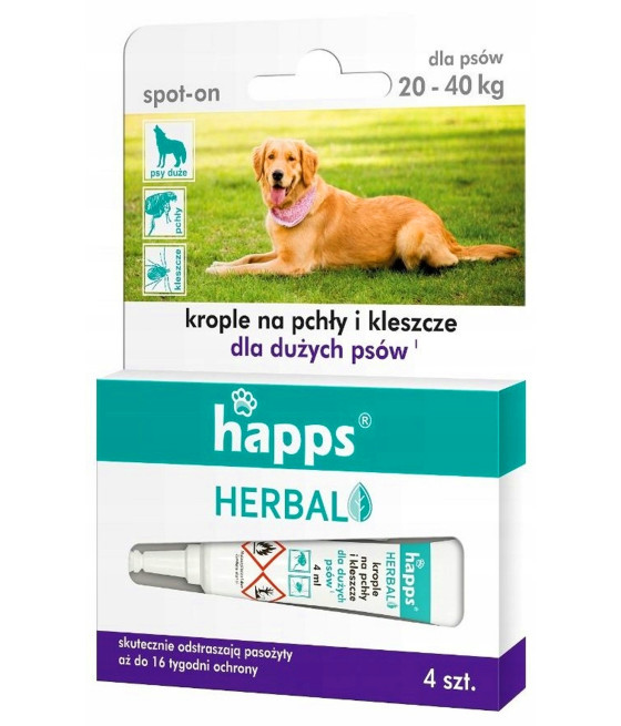 Krople na pasożyty Happs Herbal przeciw pchłom i kleszczom 16 ml