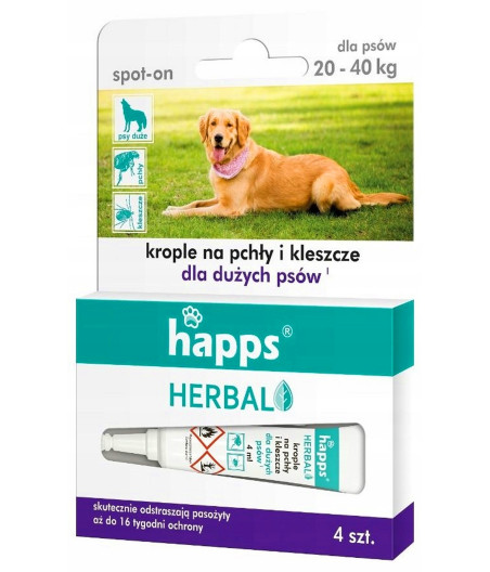 Krople na pasożyty Happs Herbal przeciw pchłom i kleszczom 16 ml