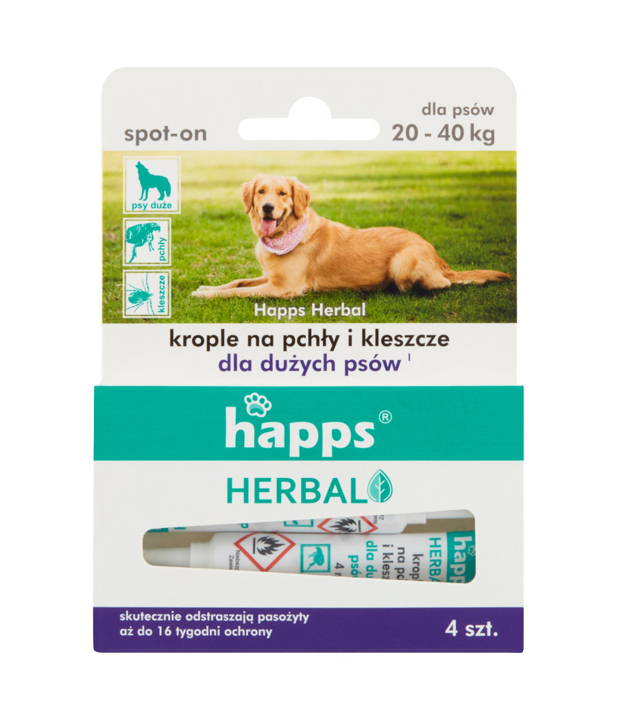 Krople na pasożyty Happs Herbal przeciw pchłom i kleszczom 16 ml