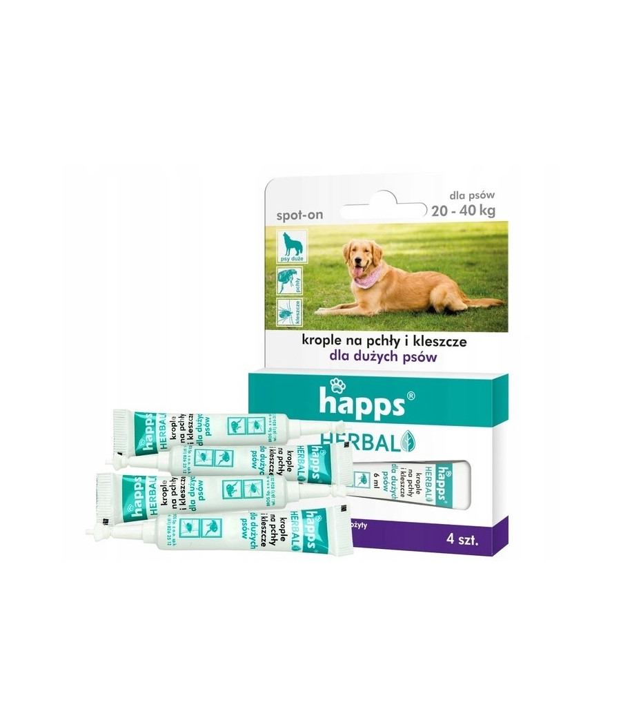 Krople na pasożyty Happs Herbal przeciw pchłom i kleszczom 16 ml