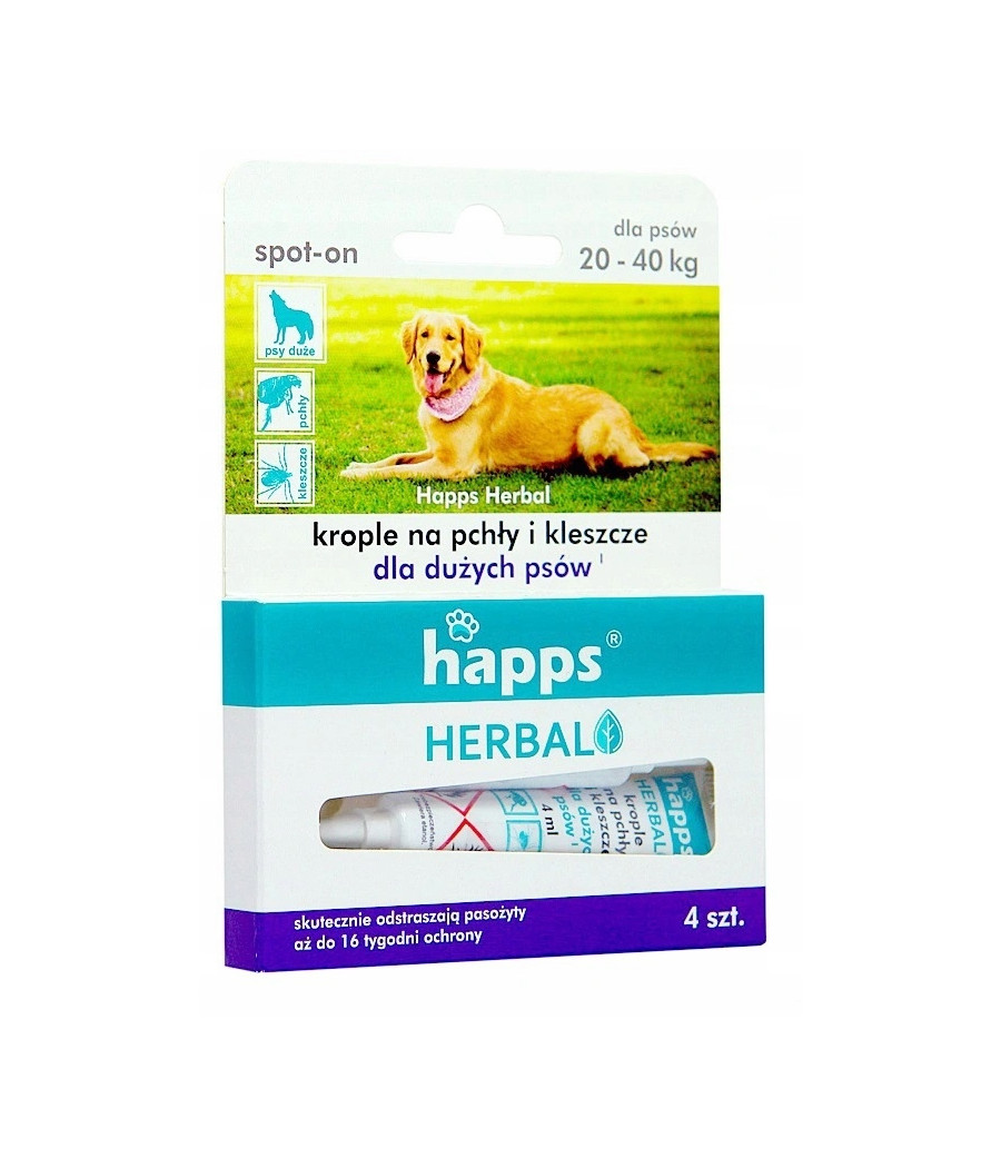 Krople na pasożyty Happs Herbal przeciw pchłom i kleszczom 16 ml