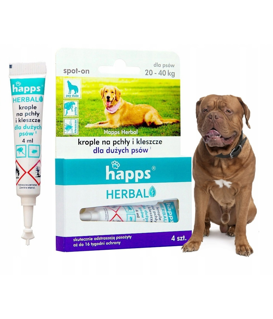 Krople na pasożyty Happs Herbal przeciw pchłom i kleszczom 16 ml