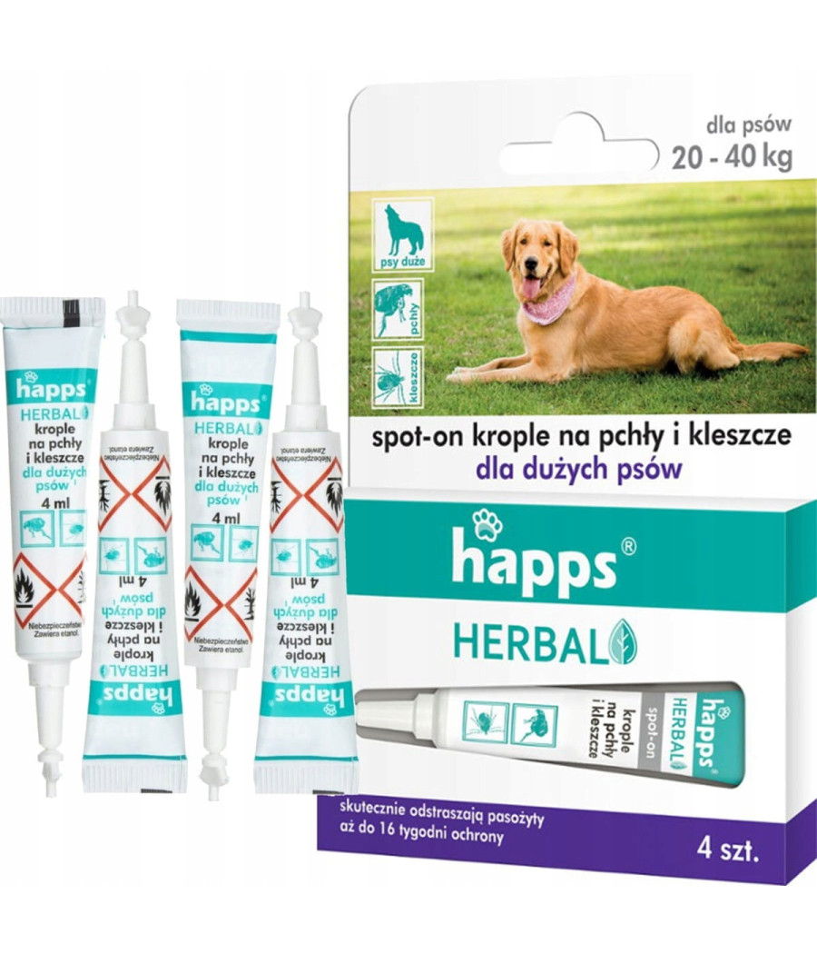 Krople na pasożyty Happs Herbal przeciw pchłom i kleszczom 16 ml