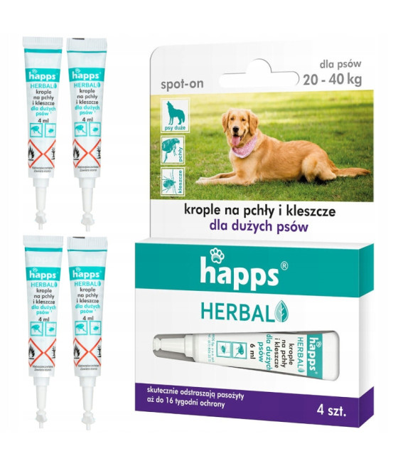 Krople na pasożyty Happs Herbal przeciw pchłom i kleszczom 16 ml