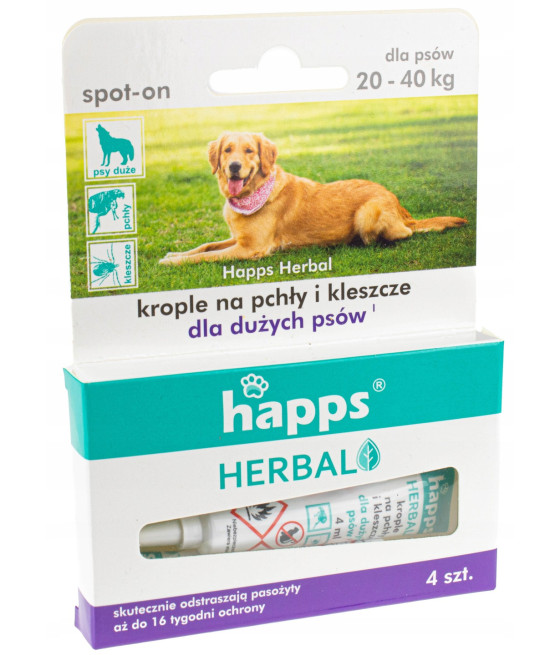 Krople na pasożyty Happs Herbal przeciw pchłom i kleszczom 16 ml