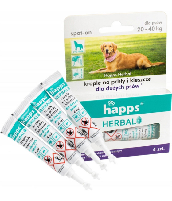 Krople na pasożyty Happs Herbal przeciw pchłom i kleszczom 16 ml