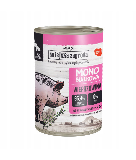 WIEJSKA ZAGRODA Monobiałkowa Wieprzowina 400g dla psa