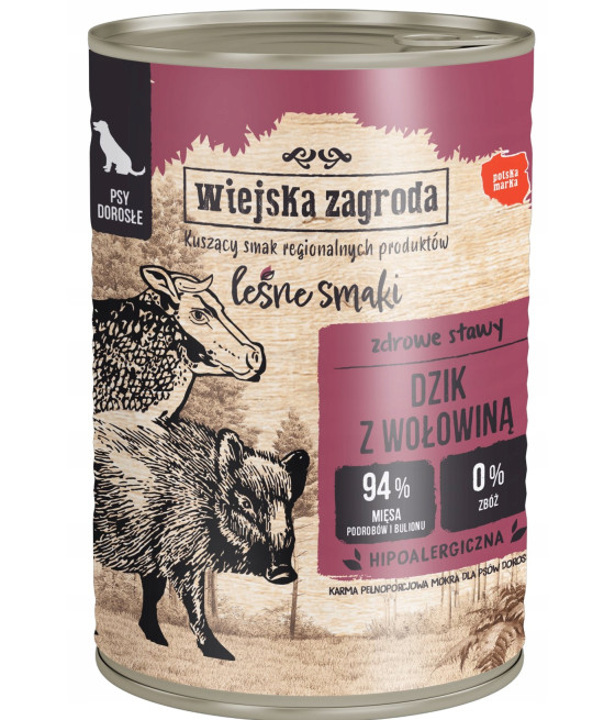 WIEJSKA ZAGRODA LEŚNE SMAKI DZIK WOŁOWINA 400 G
