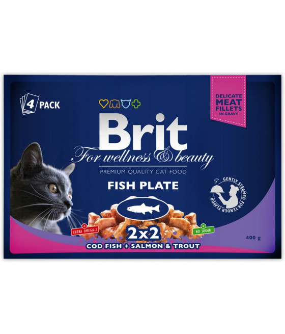 BRIT Fish plate saszetka zestaw 4 sztuk x100g