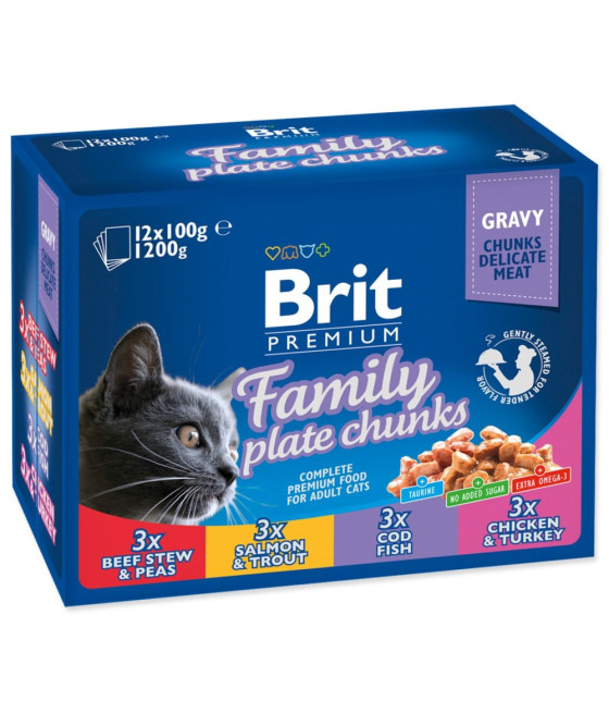 Brit Premium CAT Pouches Family Plate Mokra Karma dla Kota 12x100g
