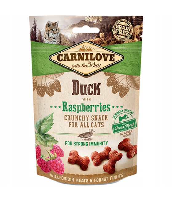 CARNILOVE SMACZKI PRZYSMAK DLA KOTA SNACK FRESH CRUNCHY KACZKA MALINY 50g