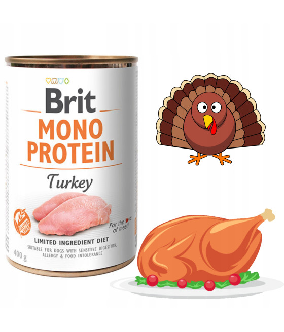 BRIT MONO PROTEIN TURKEY PUSZKA DLA PSA Z INDYKIEM 400G