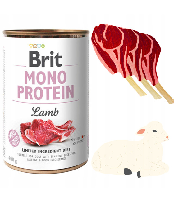 BRIT MONO PROTEIN LAMB MOKRA KARMA DLA PSA Z JAGNIĘCINĄ JAGNIĘCINA 400g