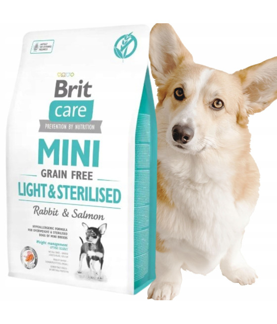 Sucha Karma dla Psa KRÓLIK Z ŁOSOSIEM BRIT CARE MINI LIGHT & STERILISED 2KG