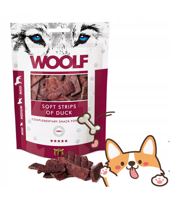 Przysmak dla psa Woolf Soft Strips of Duck 100 g