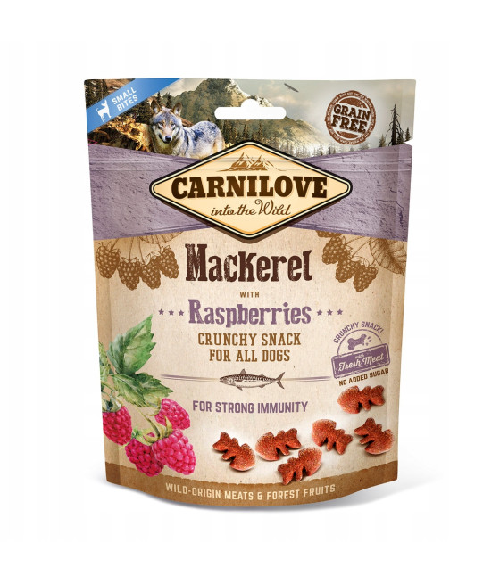 Carnilove Smaczki dla psa makrela z malinami 200 g