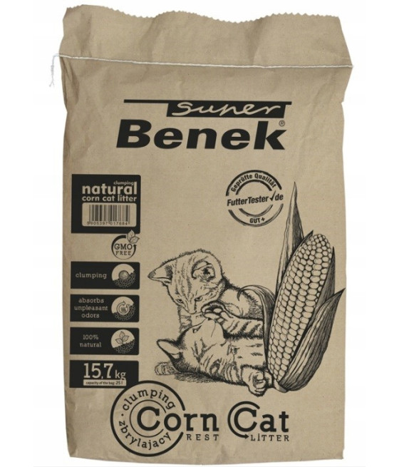 Żwirek dla kotów zbrylajacy Super Benek Corn Cat kukurydziany 25l