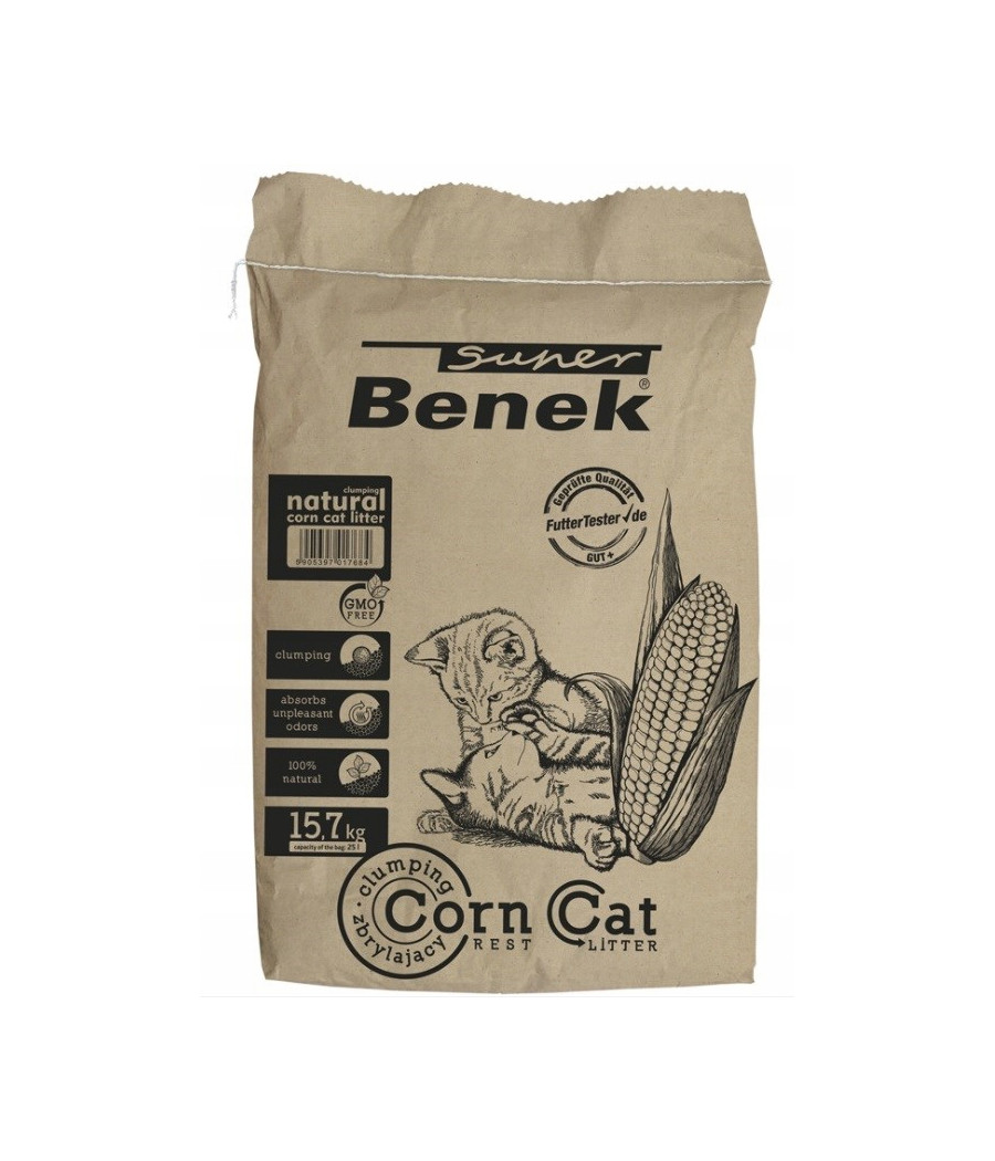 Żwirek dla kotów zbrylajacy Super Benek Corn Cat kukurydziany 25l Żwirek dla kotów zbrylajacy Super Benek Corn Cat kukurydziany 25l