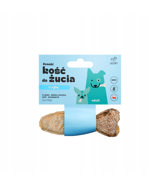 AZANKI Kość z flądrą w skórze łososia KSZTAŁT RYBKI 12cm