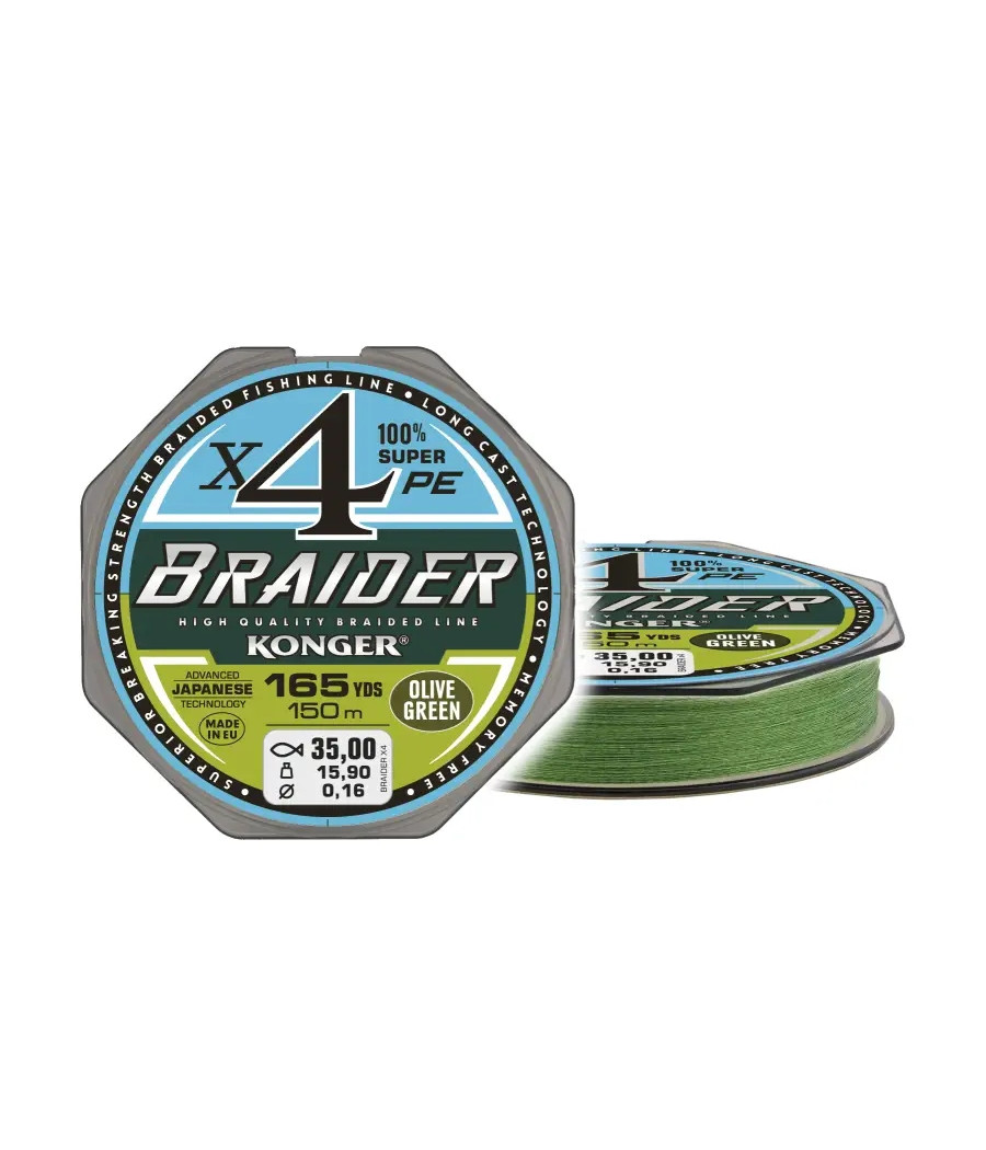 PLECIONKA BRAIDER X4 OLIVE GREEN 0,14/10m KONGER