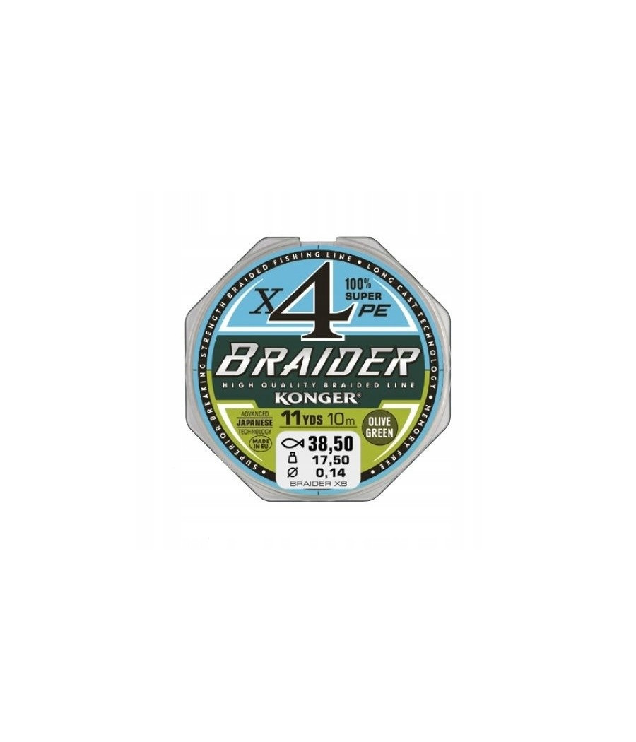 PLECIONKA BRAIDER X4 OLIVE GREEN 0,06/10m KONGER