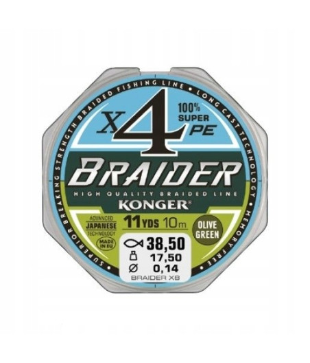 PLECIONKA BRAIDER X4 OLIVE GREEN 0,06/10m KONGER
