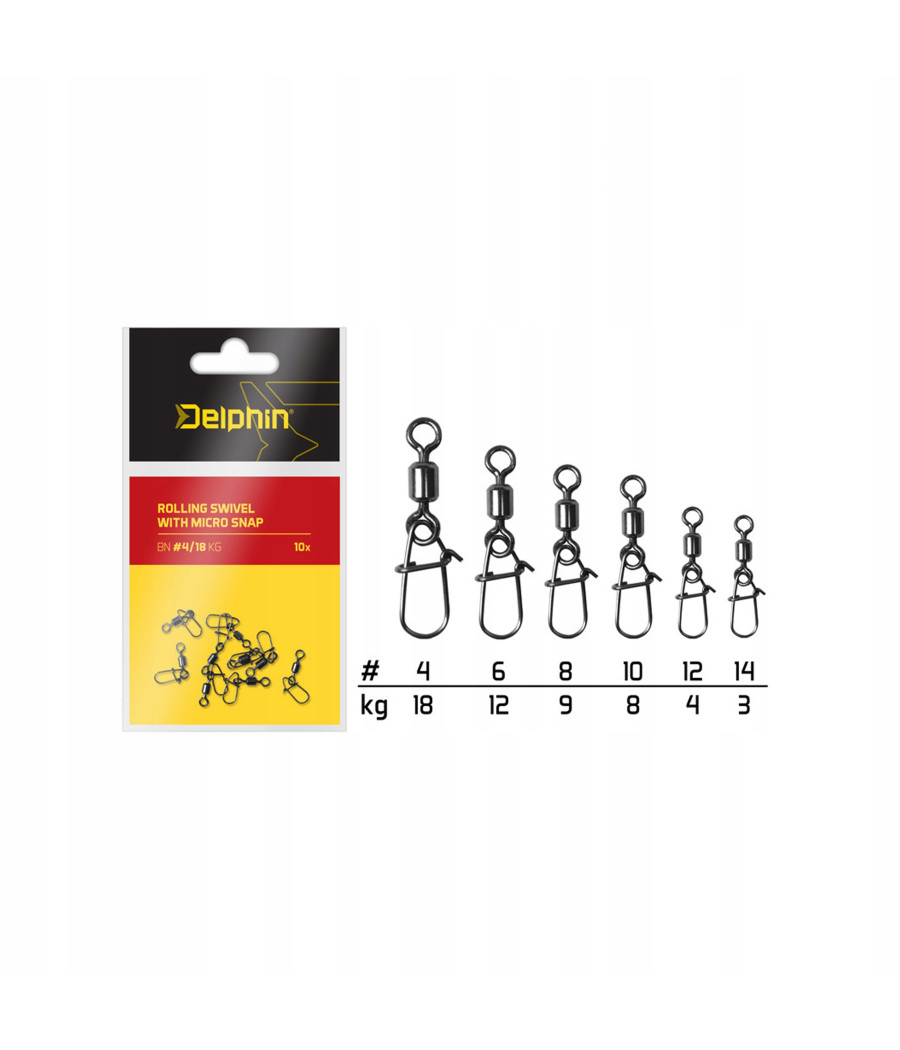 Rolling swivel with micro snap | 12/4kg DELPHIN Rolling swivel with micro snap | 12/4kg DELPHIN