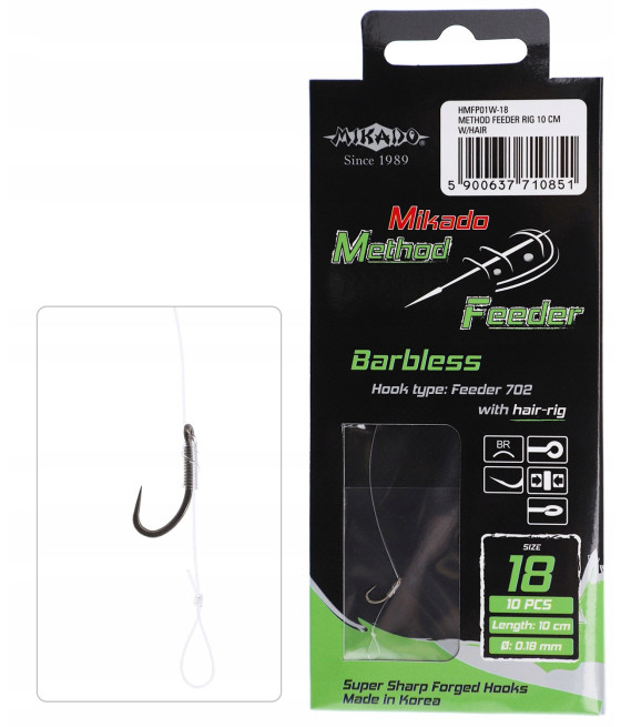 PRZYPON METHOD FEEDER WŁOS BZ HAK 18/0,18mm MIKADO