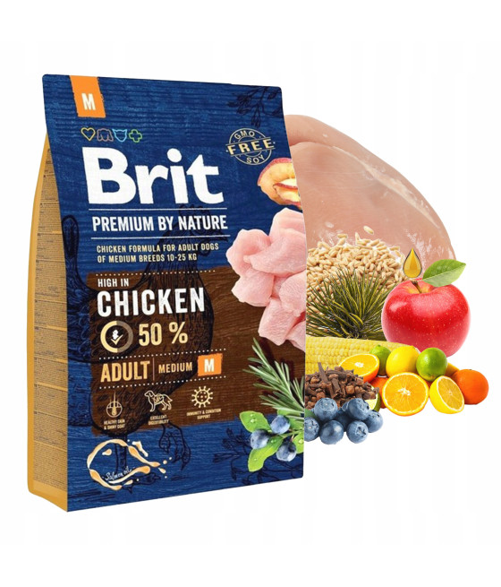 BRIT PREMIUM BY NATURE ADULT M Karma dla psa 3 KG