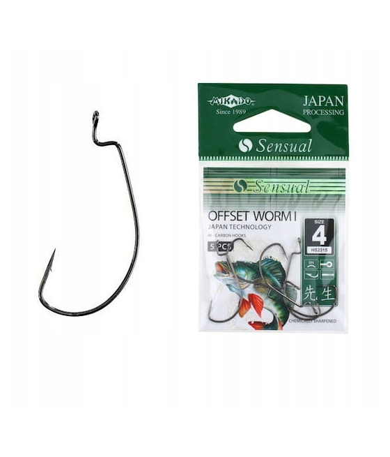 Haczyki Sensual Offset Worm Mikado - 1/0 / 5 szt