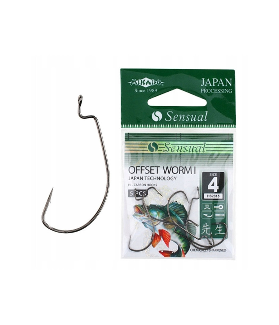 Haczyki Sensual Offset Worm Mikado - 1/0 / 5 szt