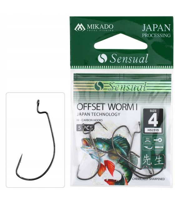 Haczyki Mikado Sensual Offset Worm I 5/0 BN 5szt