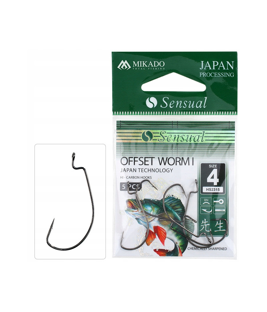 Haczyki Mikado Sensual Offset Worm I 5/0 BN 5szt Haczyki Mikado Sensual Offset Worm I 5/0 BN 5szt