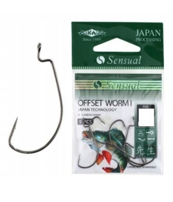 Haczyki Mikado Sensual Offset Worm I 5/0 BN 5szt