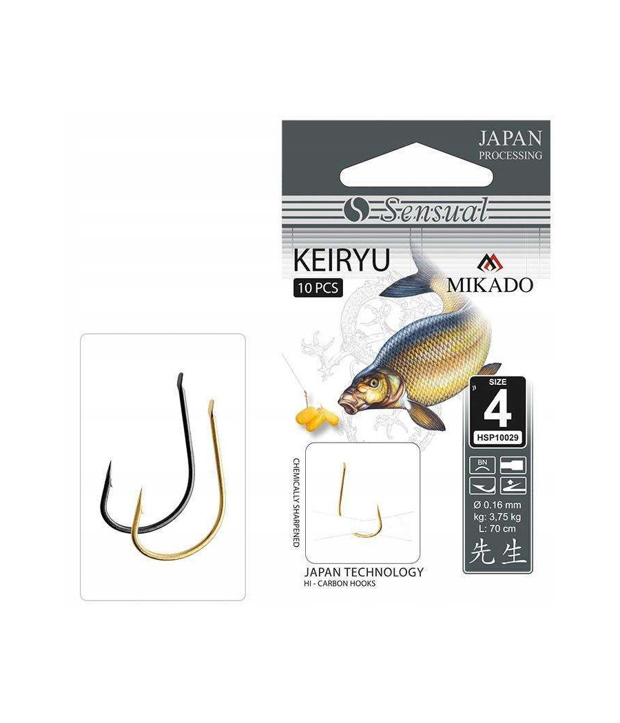 Przypon gotowy Mikado Keiyru Hak Nr 4 0.18mm / 10 szt Przypon gotowy Mikado Keiyru Hak Nr 4 0.18mm / 10 szt