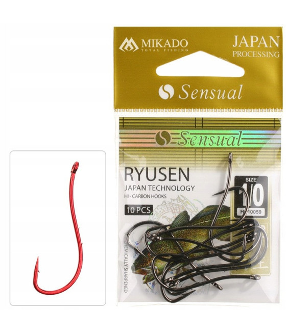 Haczyki Mikado Ryusen W/R Hak Nr 4 Czerwony 10 szt.
