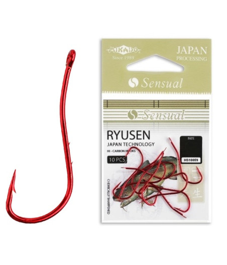 Haczyki Mikado Sensual Ryusen nr. 1 Kolor Czerwony 10 szt