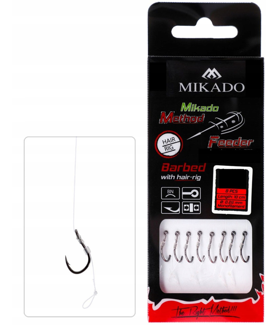 Przypony włosowe Mikado Method Feeder HMFB11W na żyłce. 10 cm - 8 szt