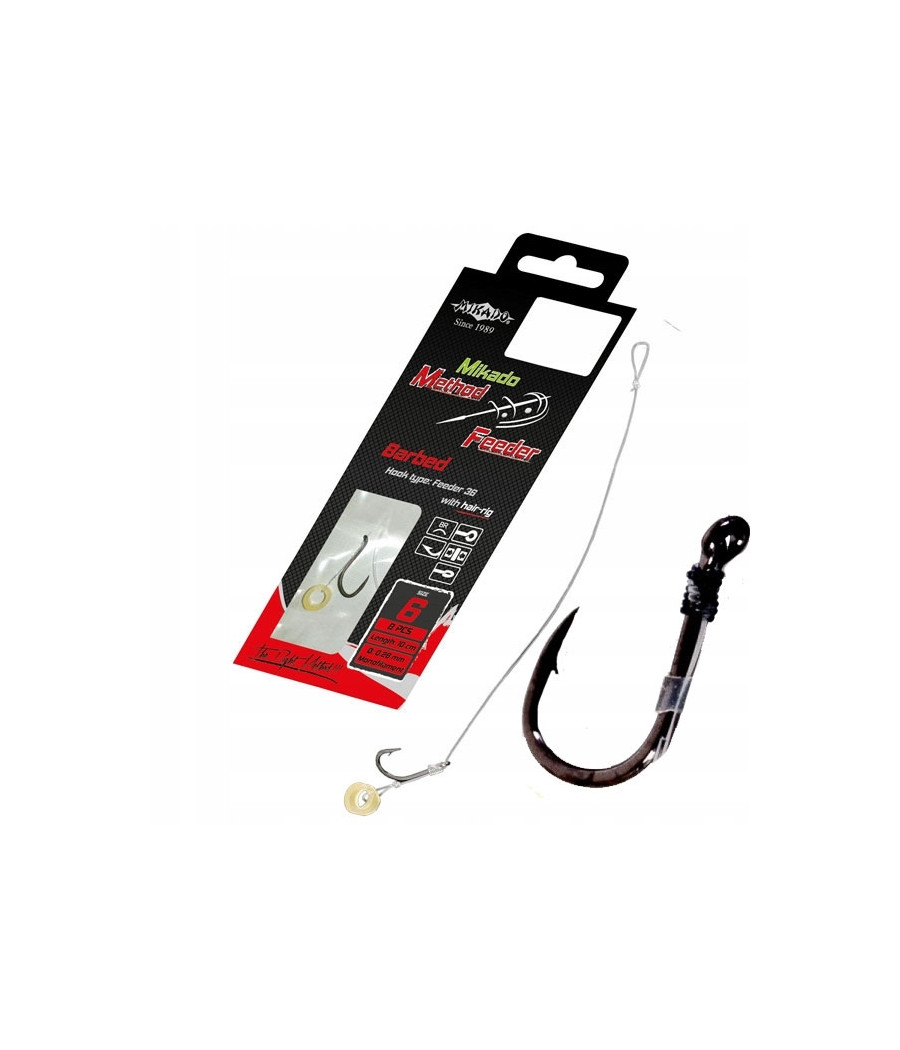 Haczyki z przyponem Mikado Method Feeder Rigs z gumką r. 6 8 szt. Haczyki z przyponem Mikado Method Feeder Rigs z gumką r. 6 8 szt.
