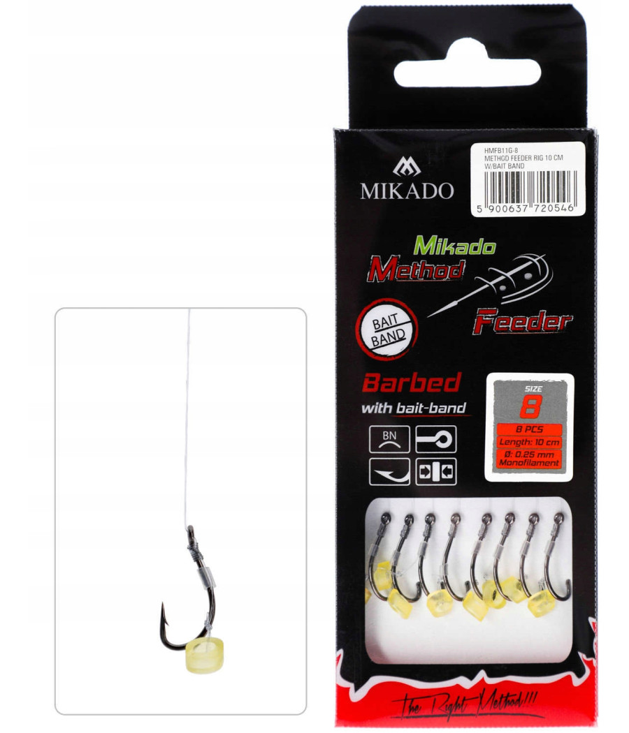 Przypon Mikado Method Feeder 0.28mm nr 6 - Gumka / 8 szt