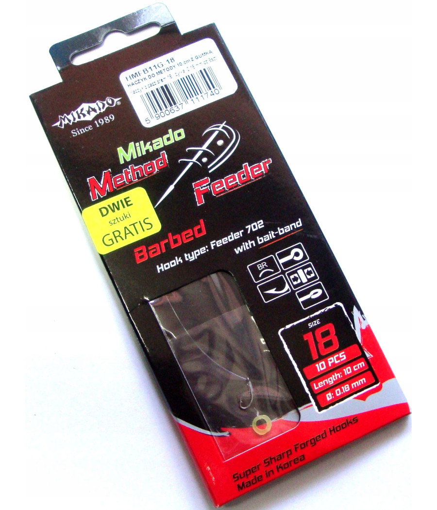 PRZYPON METHOD FEEDER Z GUMKĄ HAK 18 /018mm MIKADO